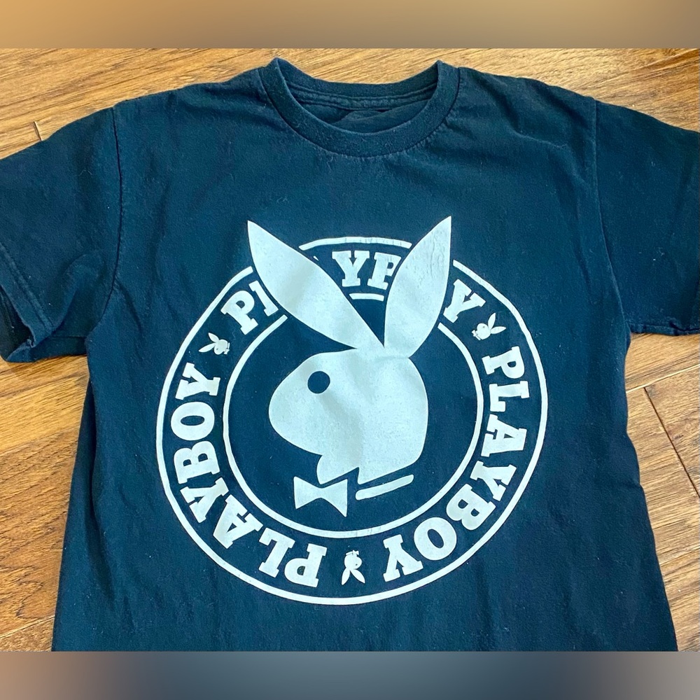 PLAYBOY Black Tee‎ with White Bunny Logo